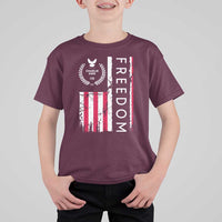 Freedom Charlie Kirk Tribute T Shirt For Kid Patriotic Legacy Eagle Distressed American Flag - Wonder Print Shop