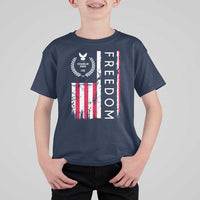 Freedom Charlie Kirk Tribute T Shirt For Kid Patriotic Legacy Eagle Distressed American Flag - Wonder Print Shop