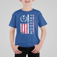 Freedom Charlie Kirk Tribute T Shirt For Kid Patriotic Legacy Eagle Distressed American Flag - Wonder Print Shop
