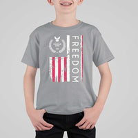 Freedom Charlie Kirk Tribute T Shirt For Kid Patriotic Legacy Eagle Distressed American Flag - Wonder Print Shop