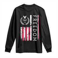 Freedom Charlie Kirk Tribute Long Sleeve Shirt Patriotic Legacy Eagle Distressed American Flag - Wonder Print Shop