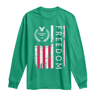 Freedom Charlie Kirk Tribute Long Sleeve Shirt Patriotic Legacy Eagle Distressed American Flag - Wonder Print Shop