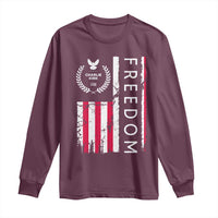 Freedom Charlie Kirk Tribute Long Sleeve Shirt Patriotic Legacy Eagle Distressed American Flag - Wonder Print Shop