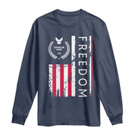 Freedom Charlie Kirk Tribute Long Sleeve Shirt Patriotic Legacy Eagle Distressed American Flag - Wonder Print Shop