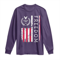 Freedom Charlie Kirk Tribute Long Sleeve Shirt Patriotic Legacy Eagle Distressed American Flag - Wonder Print Shop