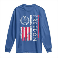 Freedom Charlie Kirk Tribute Long Sleeve Shirt Patriotic Legacy Eagle Distressed American Flag - Wonder Print Shop