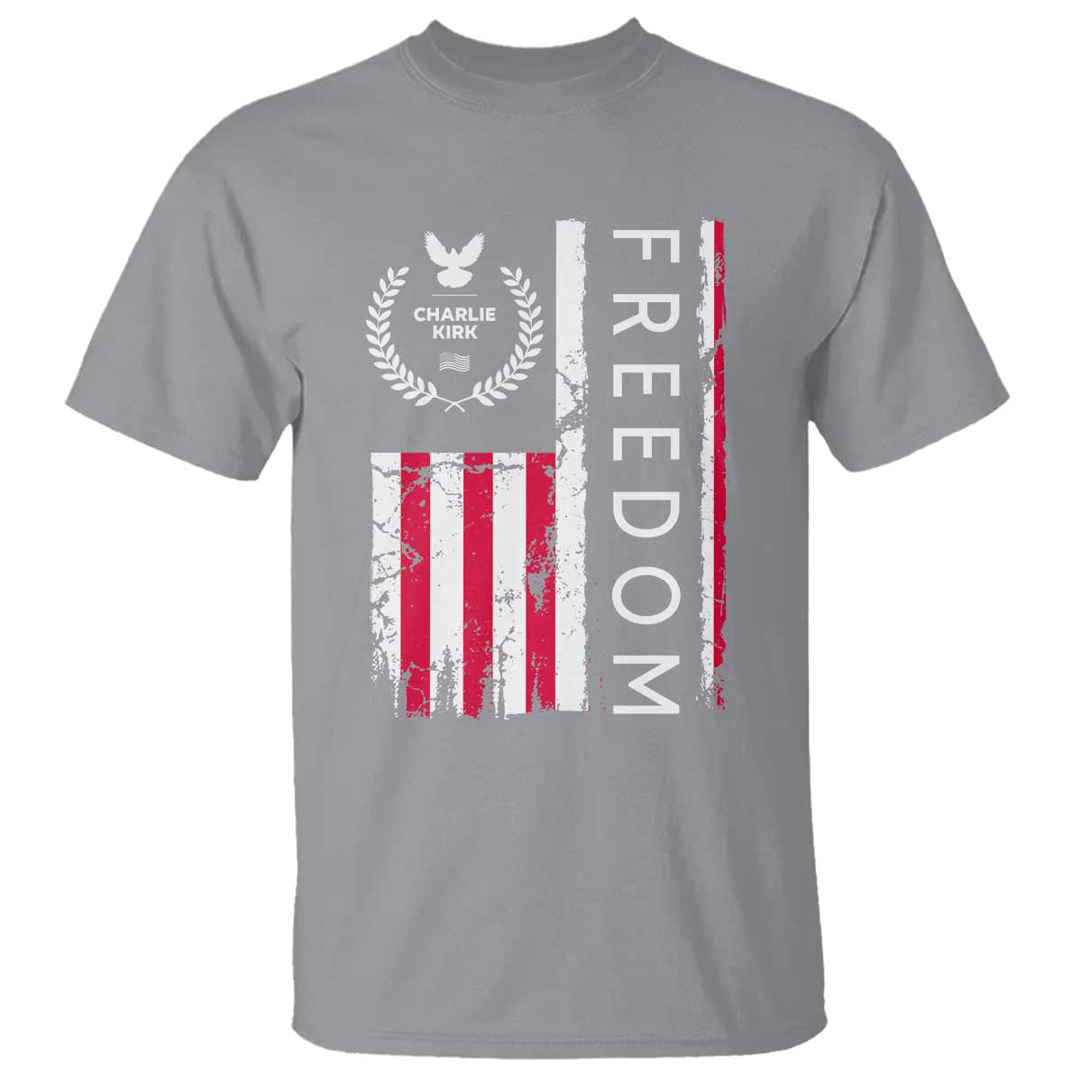 Freedom Charlie Kirk Tribute T Shirt Patriotic Legacy Eagle Distressed American Flag - Wonder Print Shop