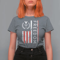 Freedom Charlie Kirk Tribute T Shirt For Women Patriotic Legacy Eagle Distressed American Flag - Wonder Print Shop