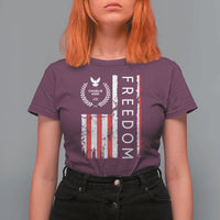 Freedom Charlie Kirk Tribute T Shirt For Women Patriotic Legacy Eagle Distressed American Flag - Wonder Print Shop