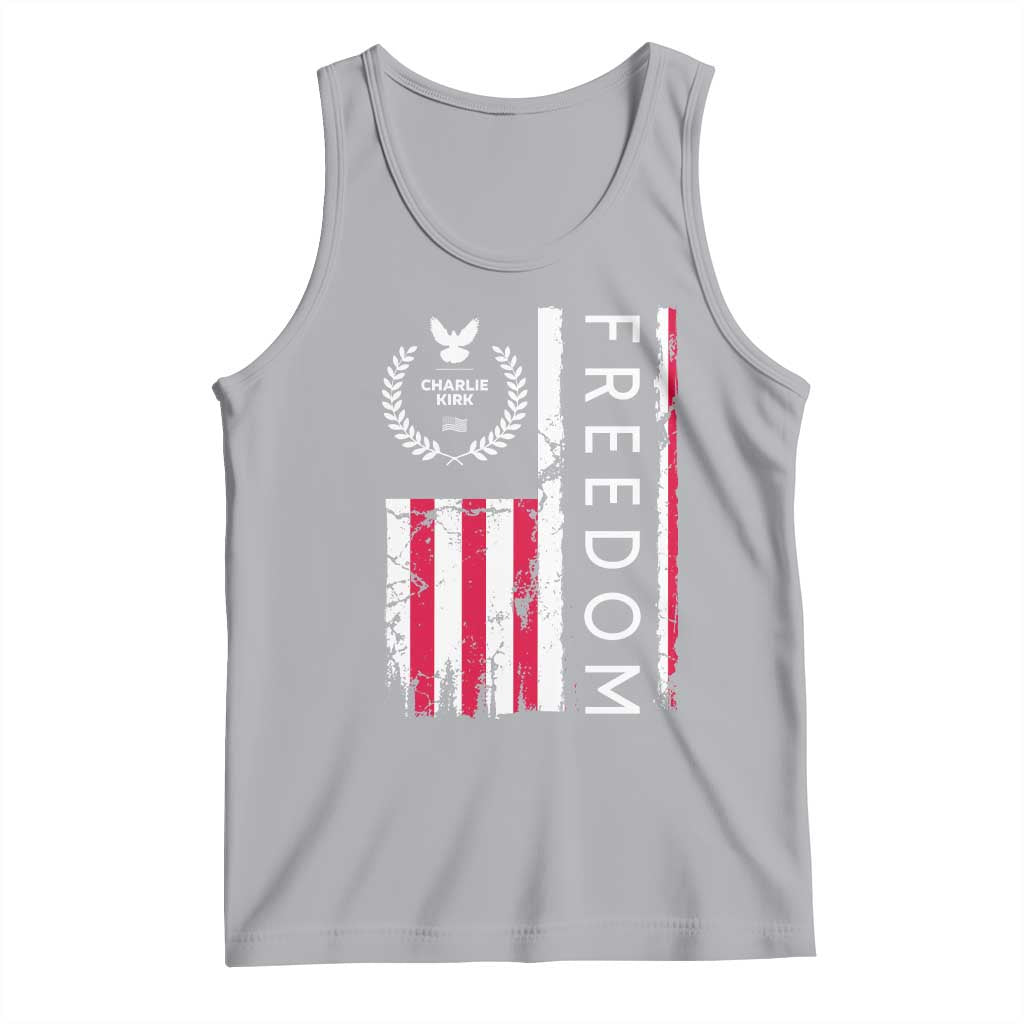 Freedom Charlie Kirk Tribute Tank Top Patriotic Legacy Eagle Distressed American Flag - Wonder Print Shop