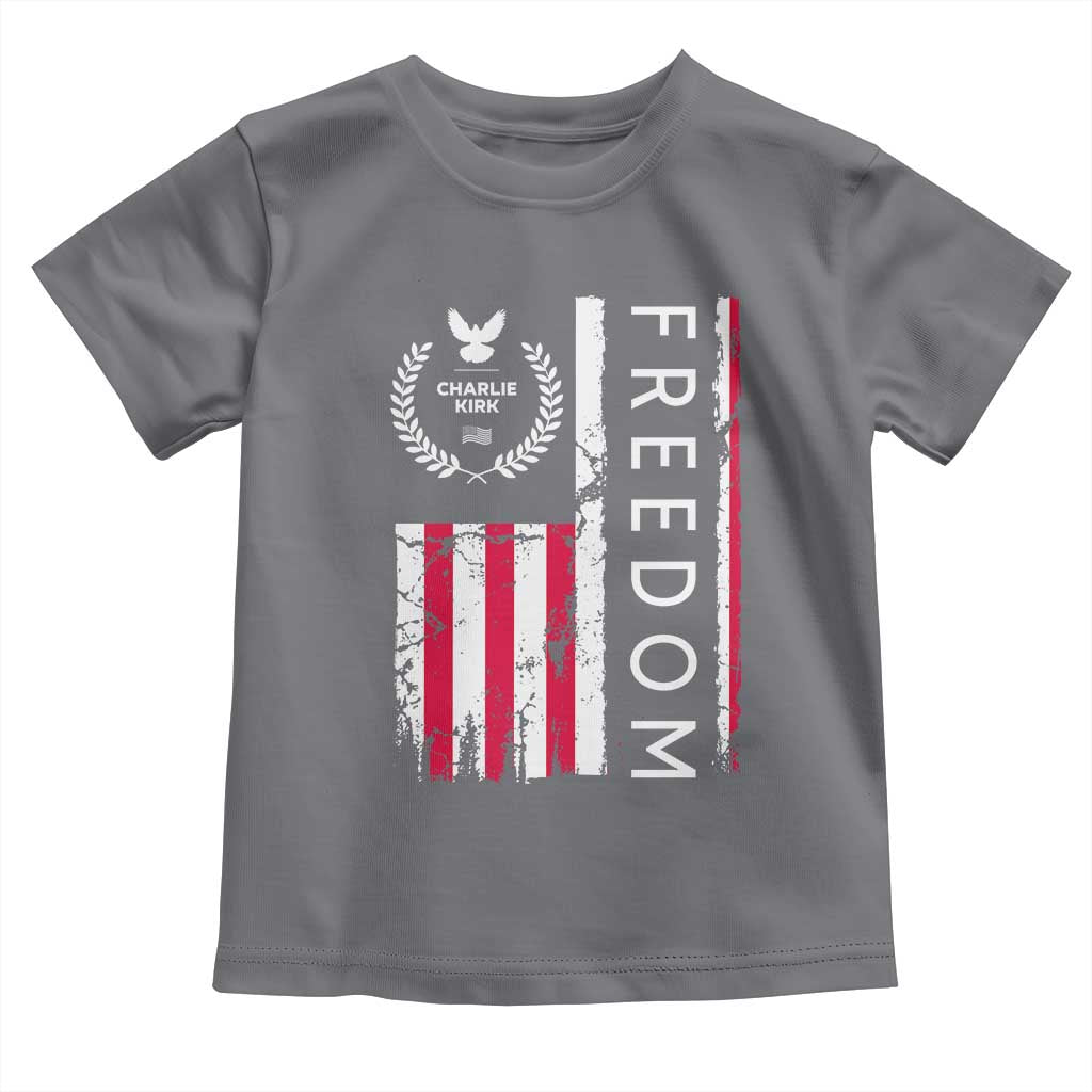 Freedom Charlie Kirk Tribute Toddler T Shirt Patriotic Legacy Eagle Distressed American Flag - Wonder Print Shop