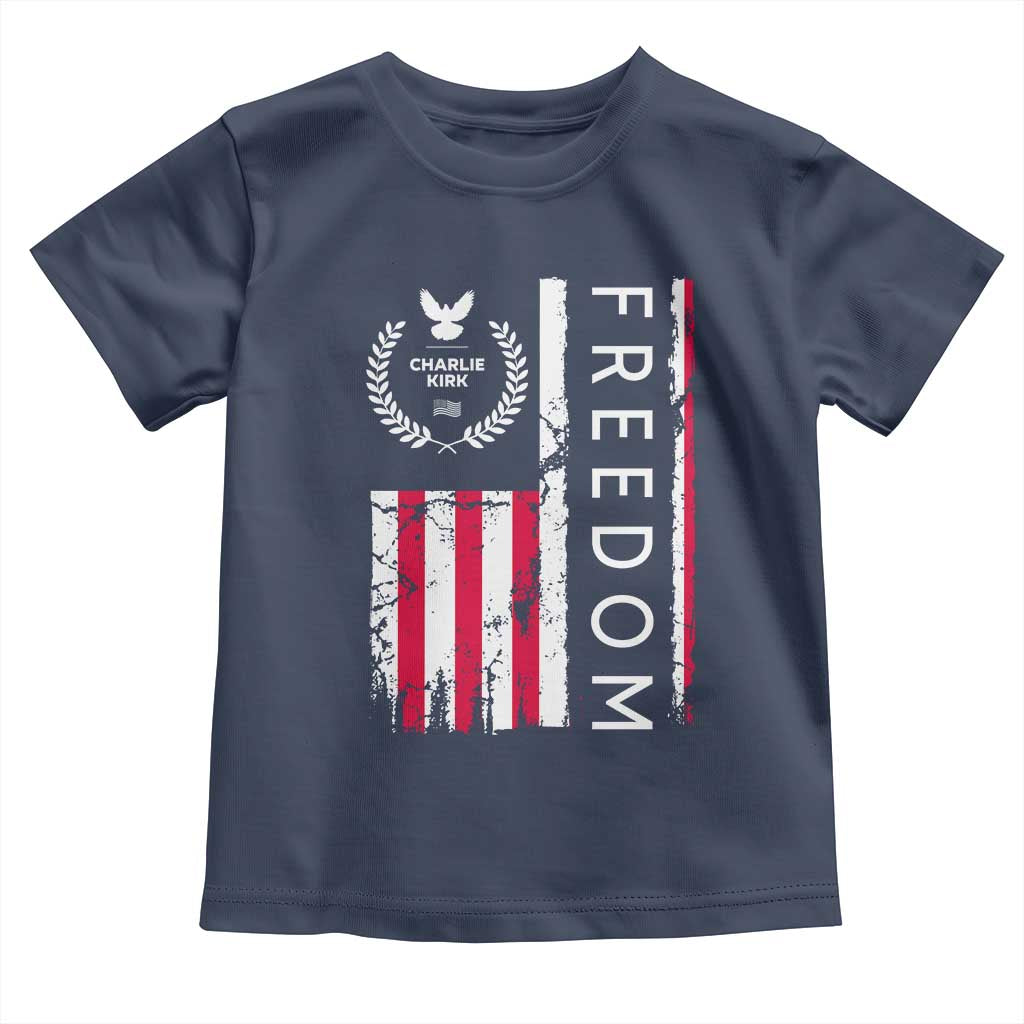 Freedom Charlie Kirk Tribute Toddler T Shirt Patriotic Legacy Eagle Distressed American Flag - Wonder Print Shop