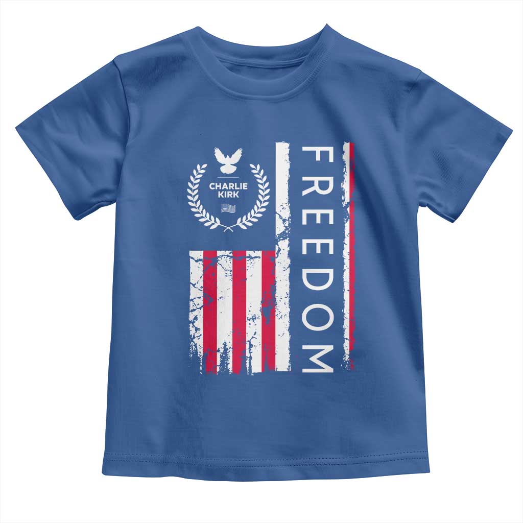 Freedom Charlie Kirk Tribute Toddler T Shirt Patriotic Legacy Eagle Distressed American Flag - Wonder Print Shop