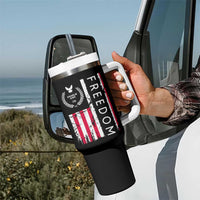 Freedom Charlie Kirk Tribute Tumbler With Handle Patriotic Legacy Eagle Distressed American Flag - Wonder Print Shop