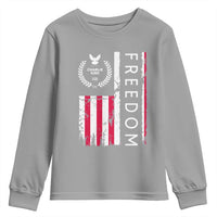 Freedom Charlie Kirk Tribute Youth Sweatshirt Patriotic Legacy Eagle Distressed American Flag - Wonder Print Shop