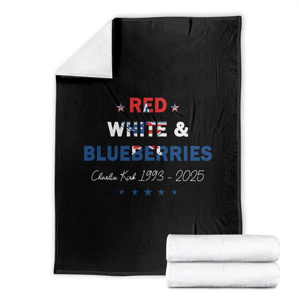 Red White and Blueberries Throw Blanket Charlie Kirk 1993 2025 Patriotic Memorial - Wonder Print Shop