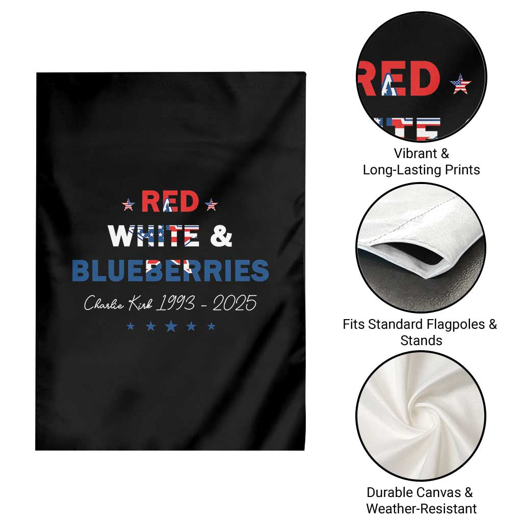 Red White and Blueberries Garden Flag Charlie Kirk 1993 2025 Patriotic Memorial - Wonder Print Shop