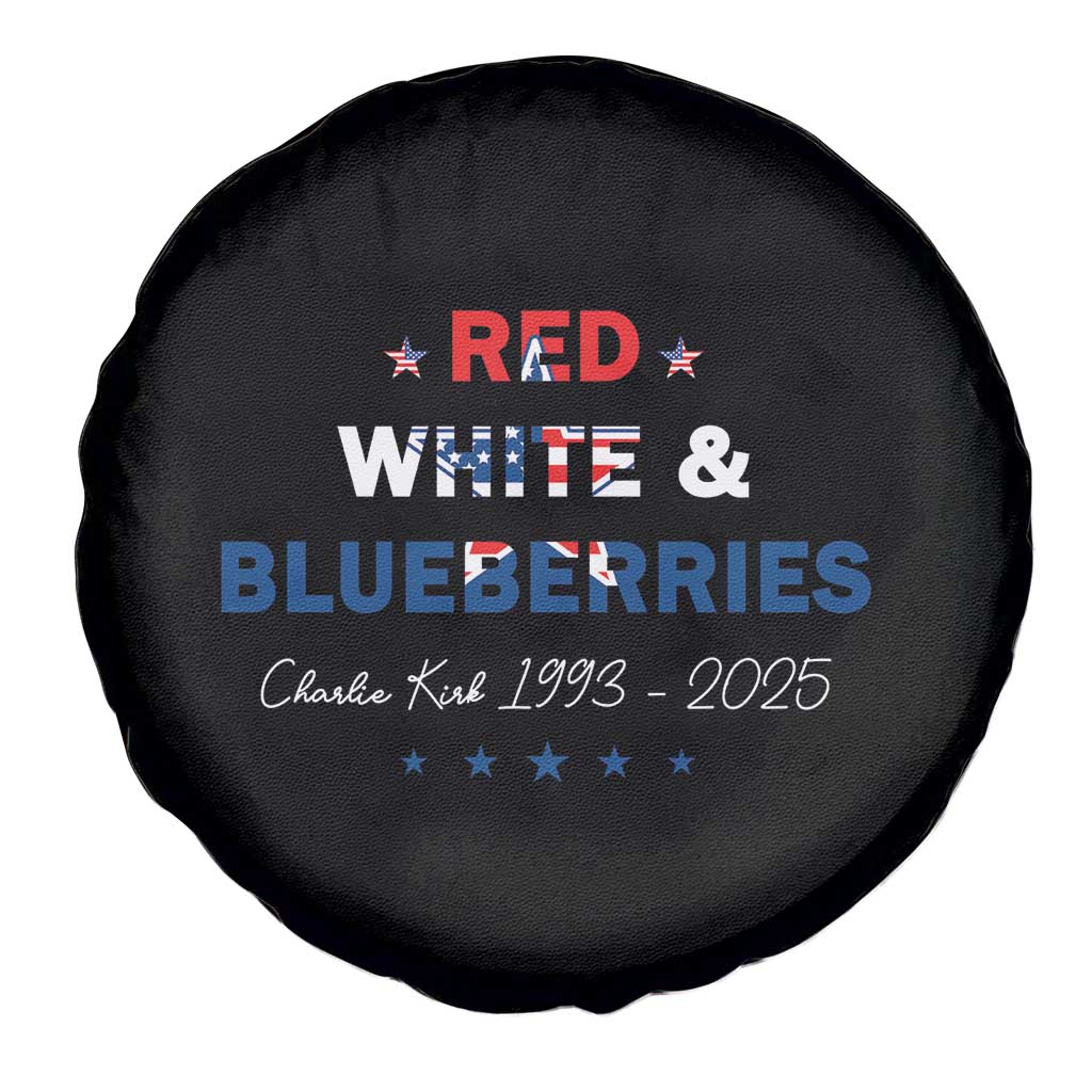 Red White and Blueberries Spare Tire Cover Charlie Kirk 1993 2025 Patriotic Memorial - Wonder Print Shop