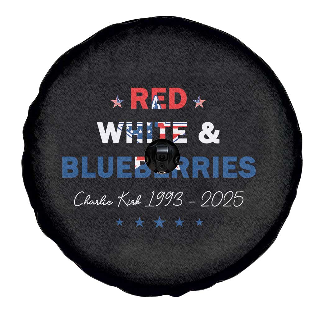 Red White and Blueberries Spare Tire Cover Charlie Kirk 1993 2025 Patriotic Memorial - Wonder Print Shop