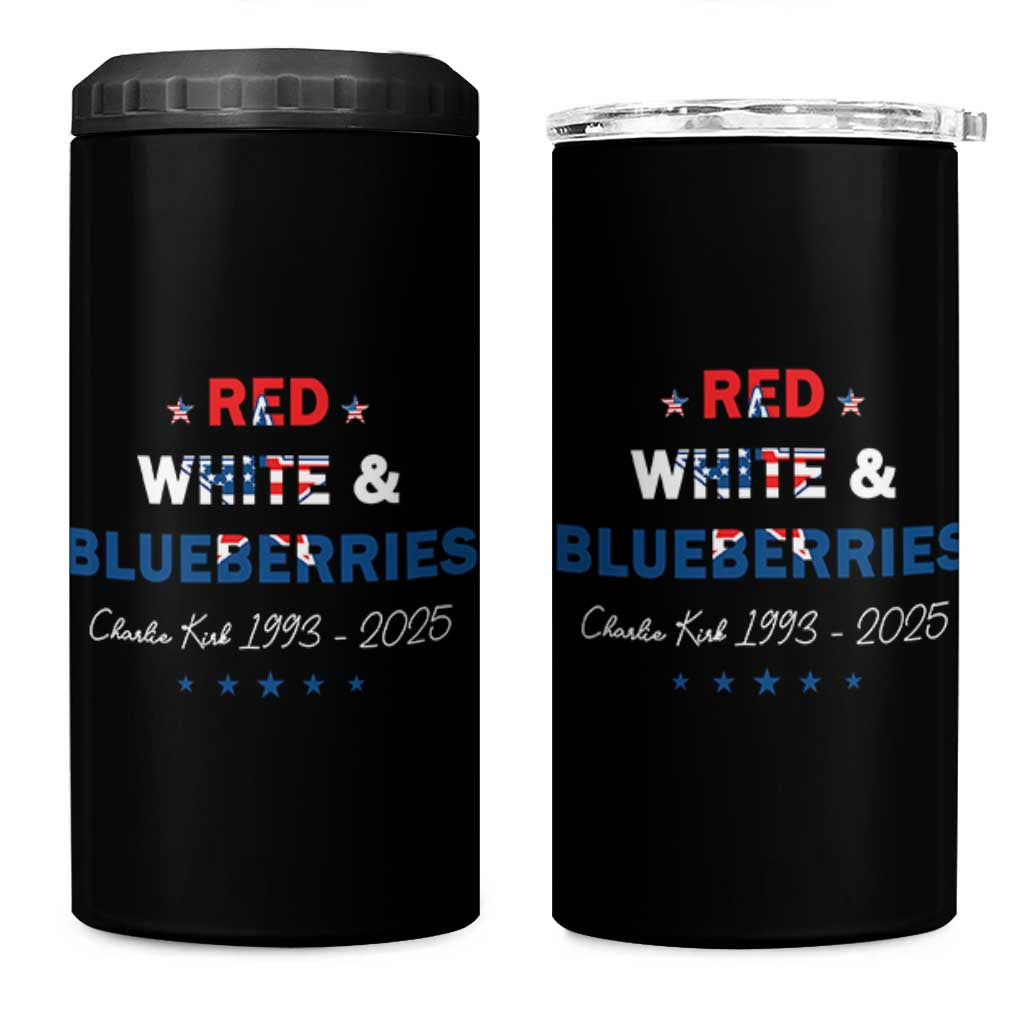 Red White and Blueberries 4 in 1 Can Cooler Tumbler Charlie Kirk 1993 2025 Patriotic Memorial - Wonder Print Shop