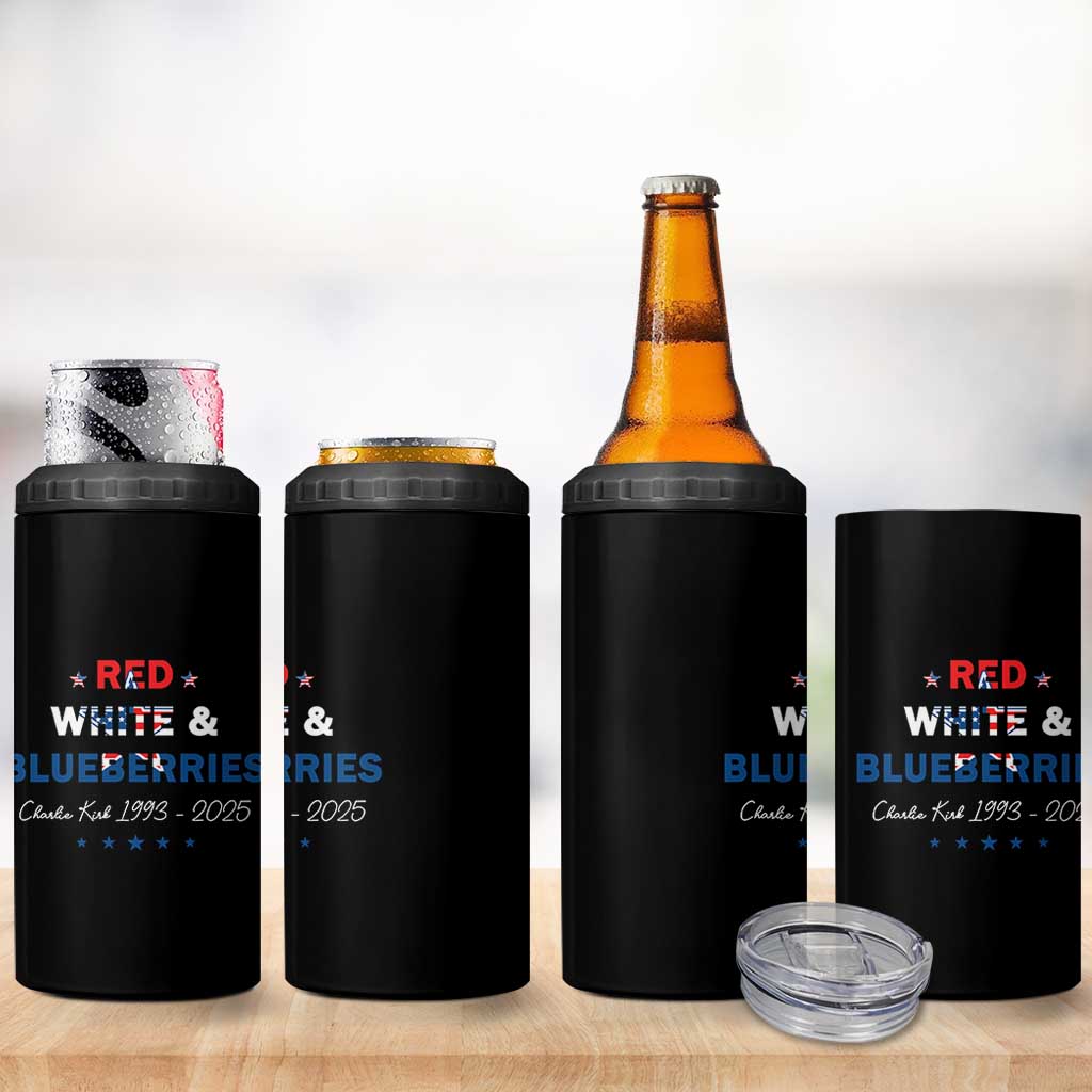 Red White and Blueberries 4 in 1 Can Cooler Tumbler Charlie Kirk 1993 2025 Patriotic Memorial - Wonder Print Shop
