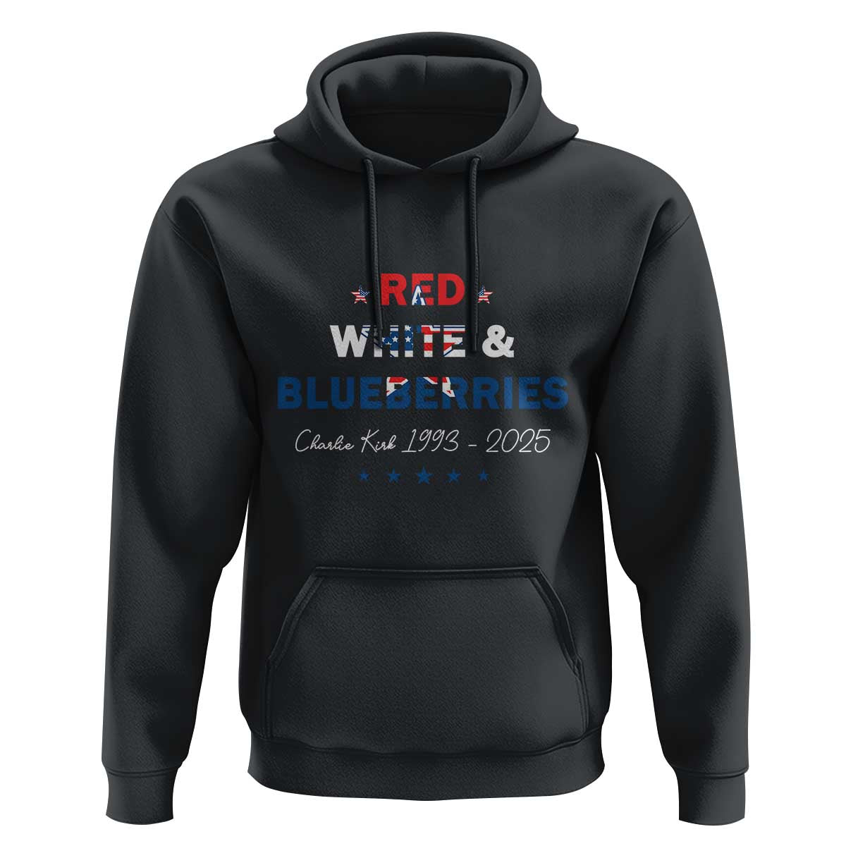 Red White and Blueberries Hoodie Charlie Kirk 1993 2025 Patriotic Memorial - Wonder Print Shop