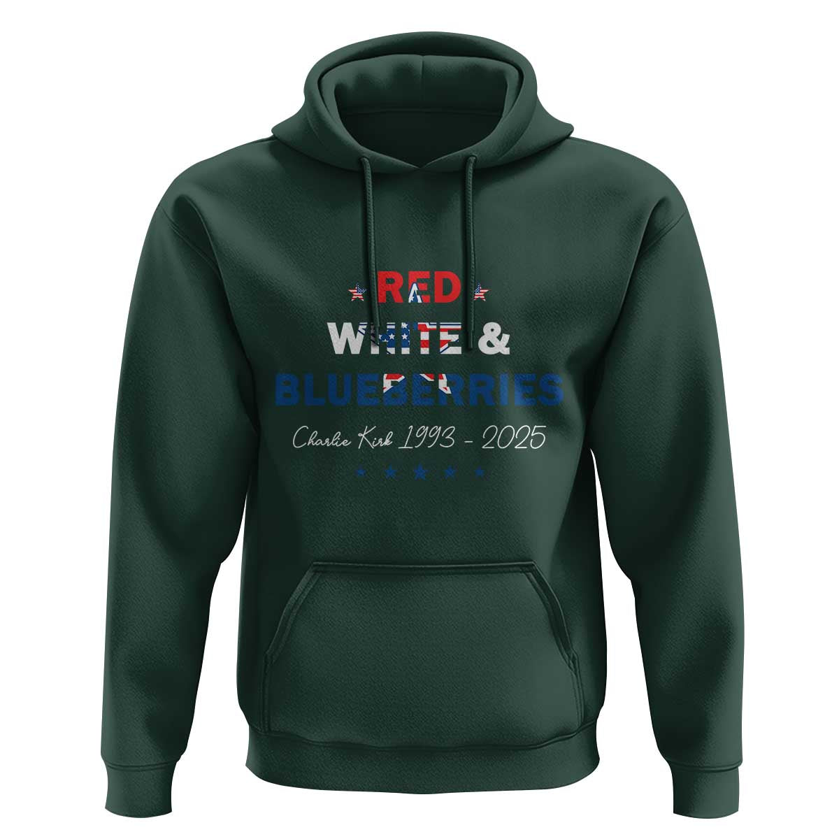 Red White and Blueberries Hoodie Charlie Kirk 1993 2025 Patriotic Memorial - Wonder Print Shop