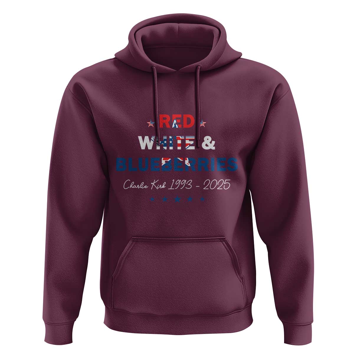 Red White and Blueberries Hoodie Charlie Kirk 1993 2025 Patriotic Memorial - Wonder Print Shop