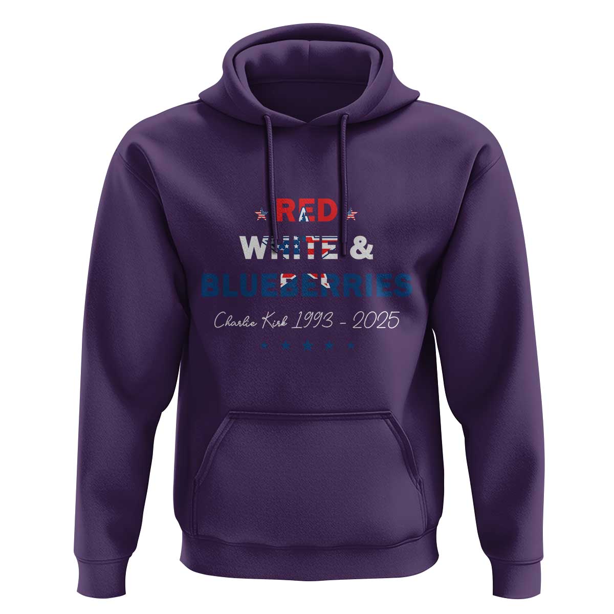 Red White and Blueberries Hoodie Charlie Kirk 1993 2025 Patriotic Memorial - Wonder Print Shop