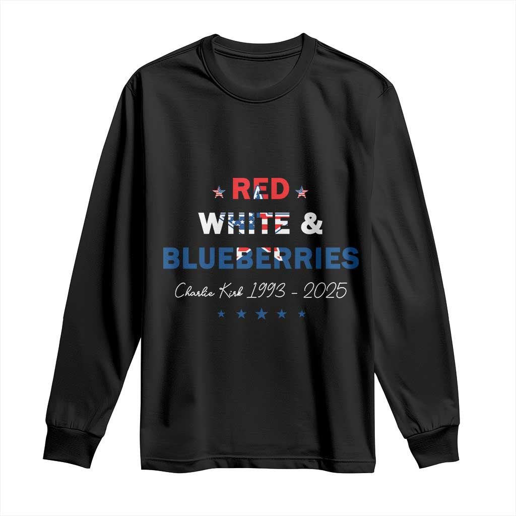 Red White and Blueberries Long Sleeve Shirt Charlie Kirk 1993 2025 Patriotic Memorial - Wonder Print Shop