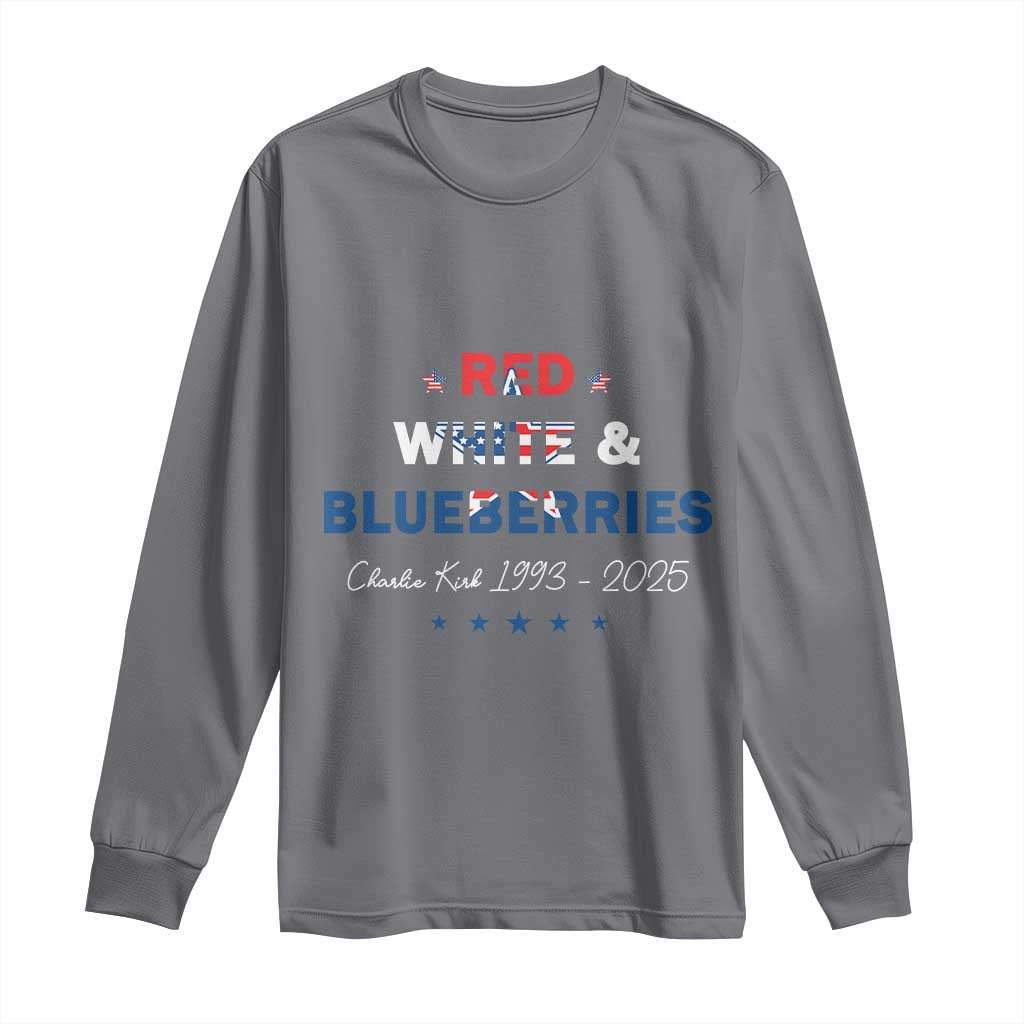 Red White and Blueberries Long Sleeve Shirt Charlie Kirk 1993 2025 Patriotic Memorial - Wonder Print Shop