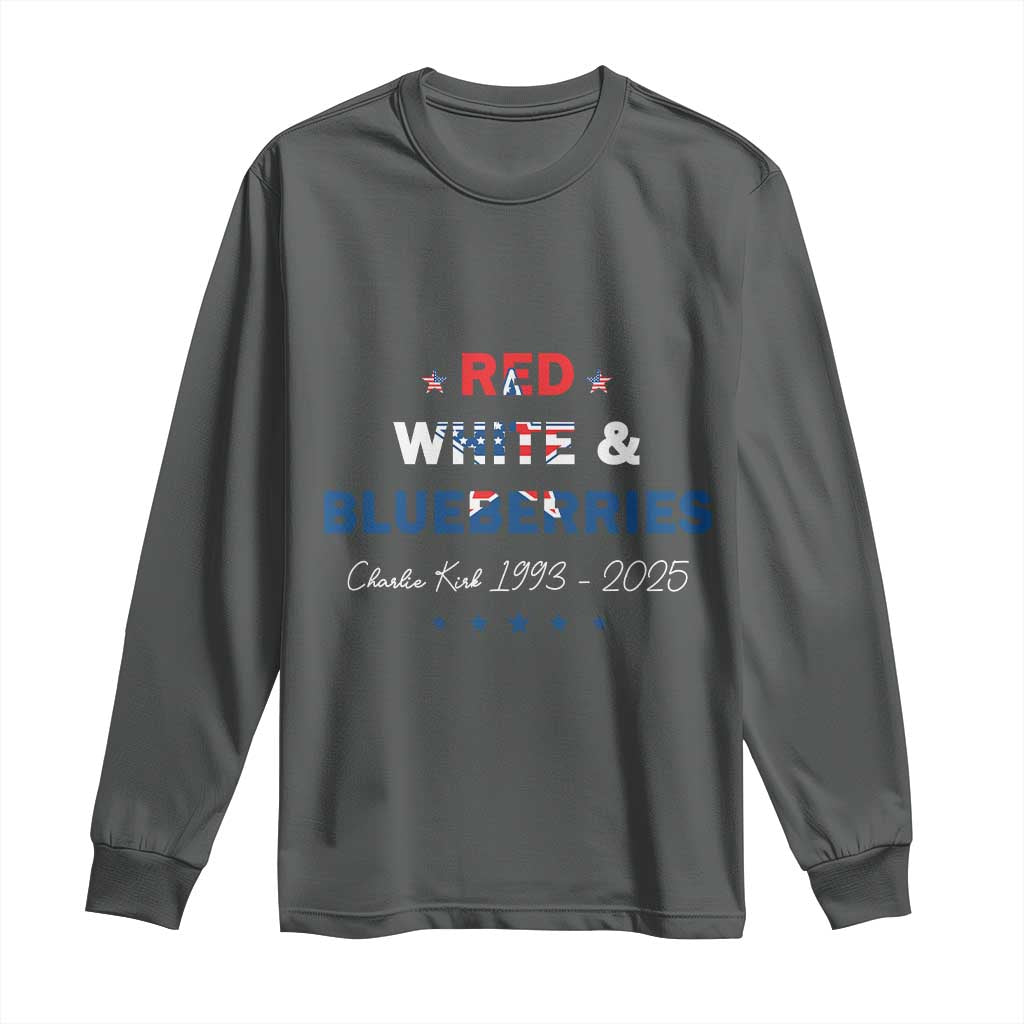 Red White and Blueberries Long Sleeve Shirt Charlie Kirk 1993 2025 Patriotic Memorial - Wonder Print Shop