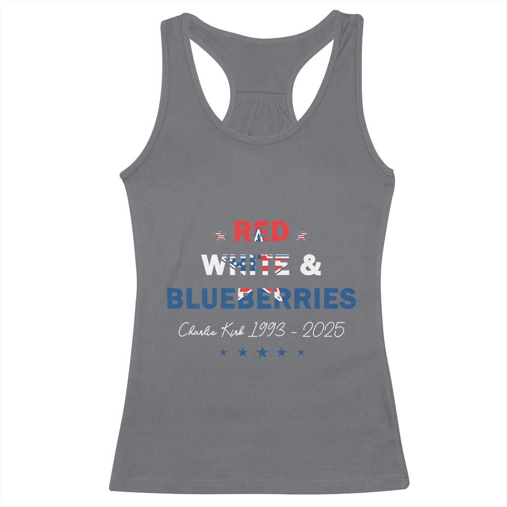 Red White and Blueberries Racerback Tank Top Charlie Kirk 1993 2025 Patriotic Memorial - Wonder Print Shop