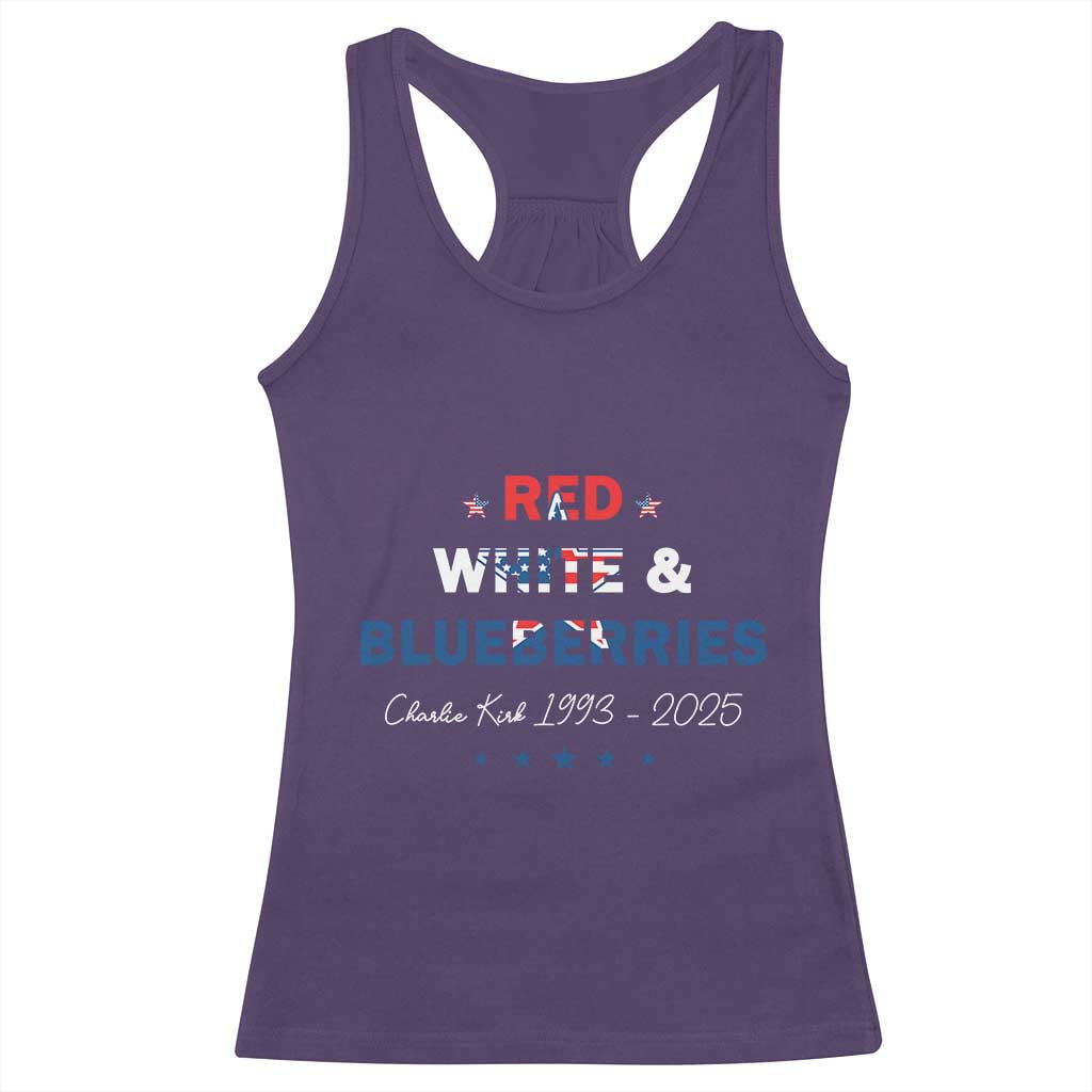 Red White and Blueberries Racerback Tank Top Charlie Kirk 1993 2025 Patriotic Memorial - Wonder Print Shop