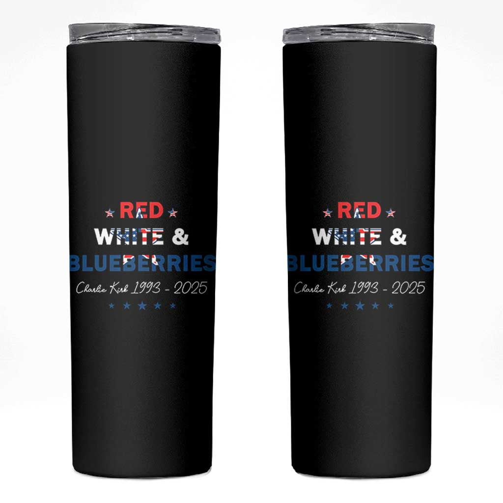 Red White and Blueberries Skinny Tumbler Charlie Kirk 1993 2025 Patriotic Memorial - Wonder Print Shop