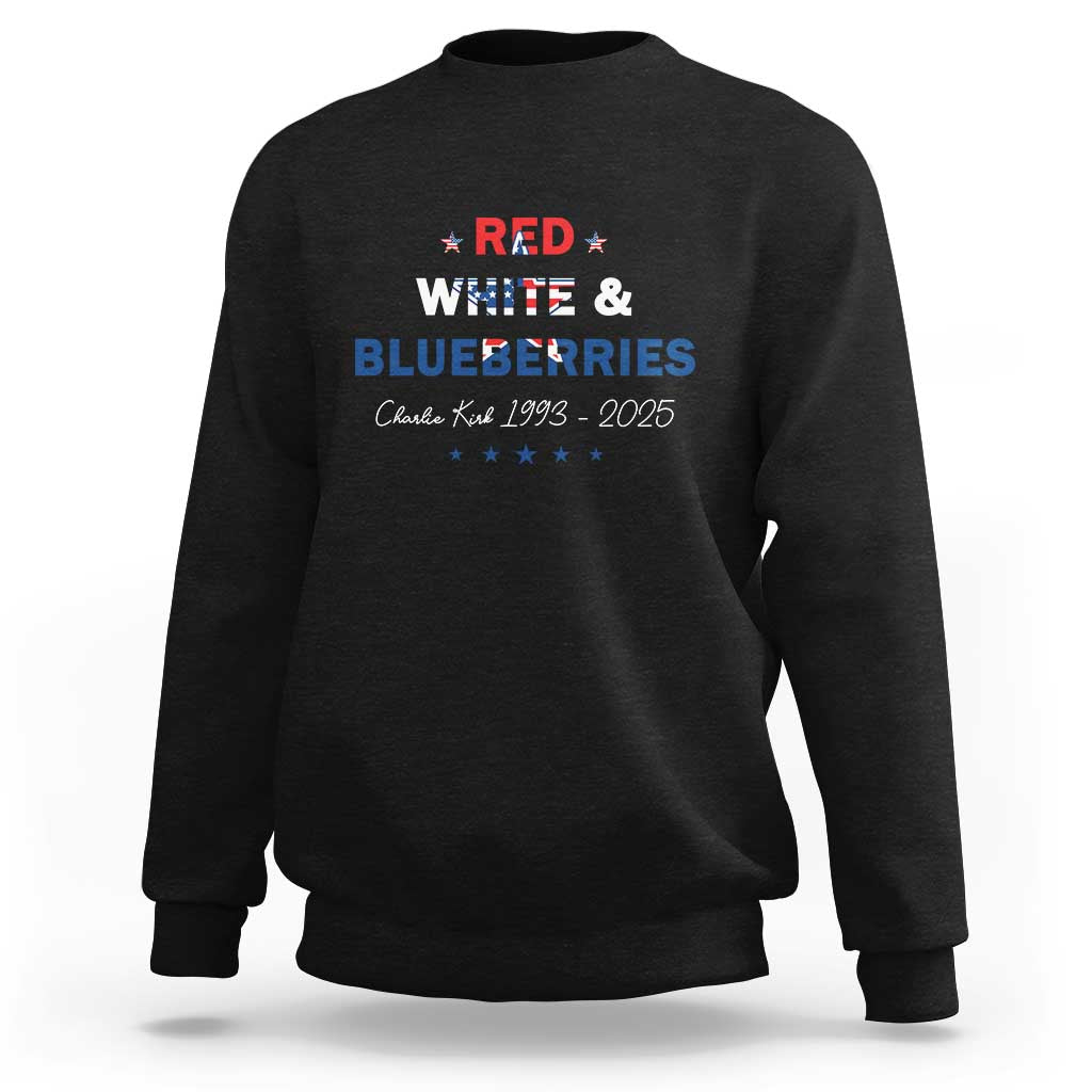 Red White and Blueberries Sweatshirt Charlie Kirk 1993 2025 Patriotic Memorial - Wonder Print Shop