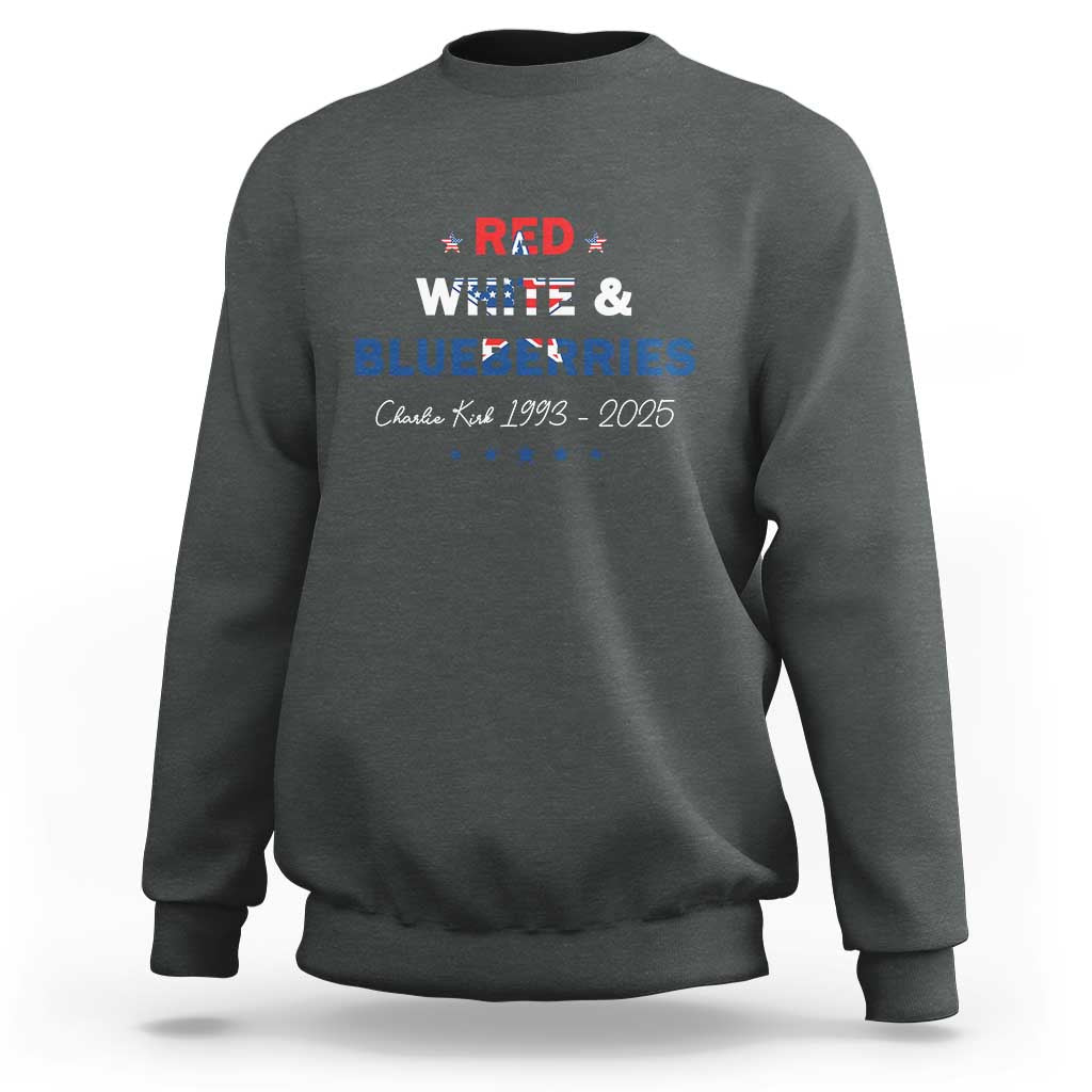 Red White and Blueberries Sweatshirt Charlie Kirk 1993 2025 Patriotic Memorial - Wonder Print Shop