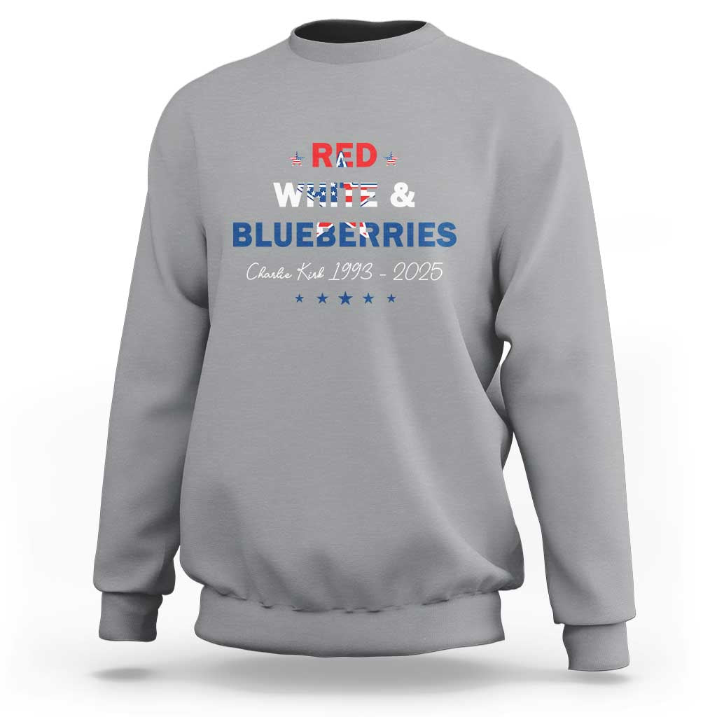 Red White and Blueberries Sweatshirt Charlie Kirk 1993 2025 Patriotic Memorial - Wonder Print Shop