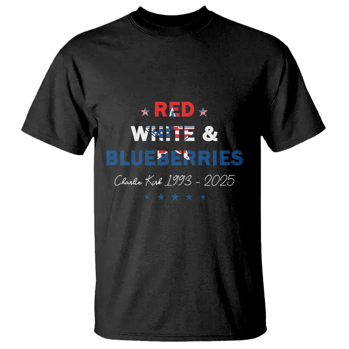 Red White and Blueberries T Shirt Charlie Kirk 1993 2025 Patriotic Memorial - Wonder Print Shop