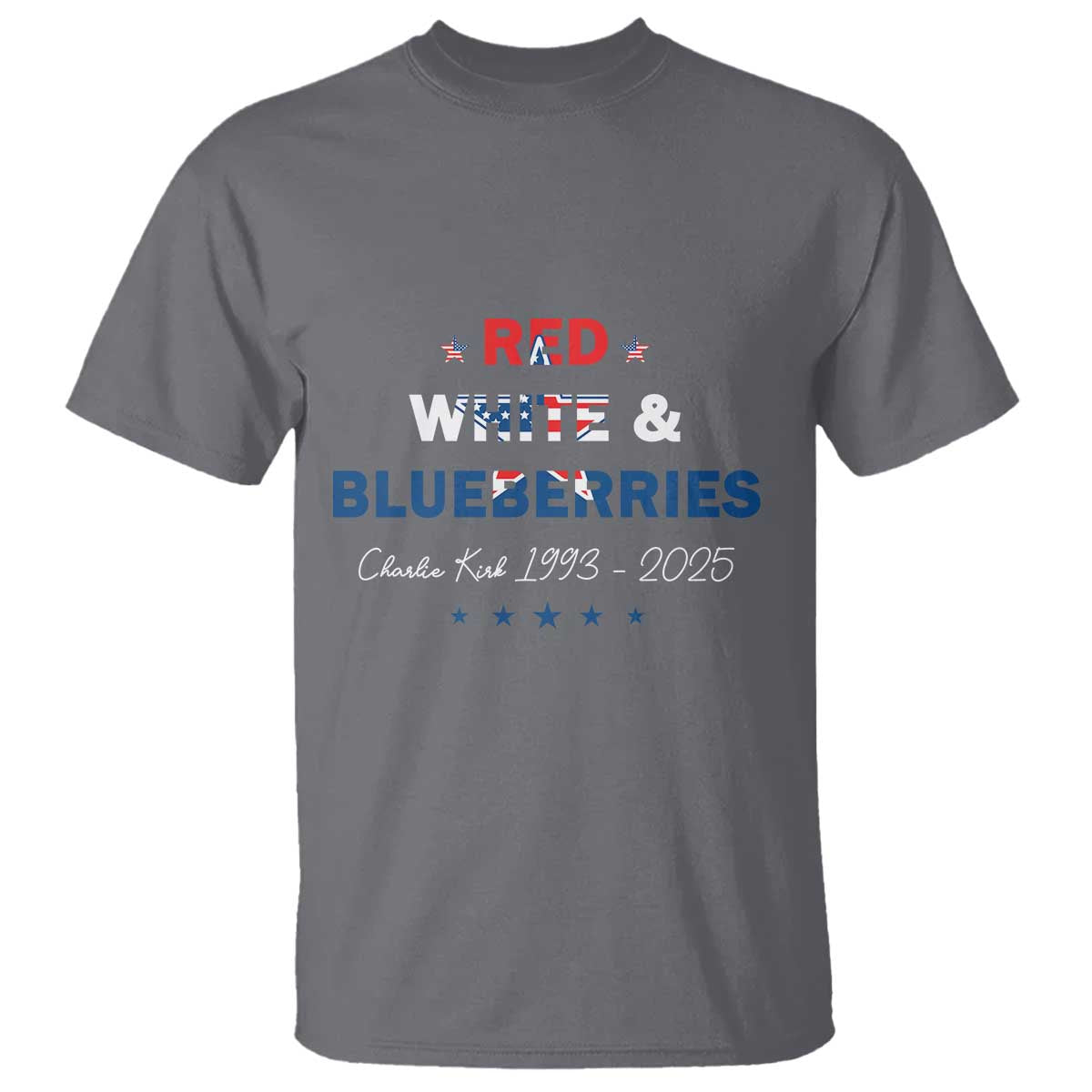Red White and Blueberries T Shirt Charlie Kirk 1993 2025 Patriotic Memorial - Wonder Print Shop