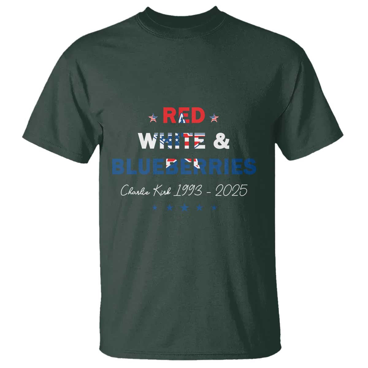 Red White and Blueberries T Shirt Charlie Kirk 1993 2025 Patriotic Memorial - Wonder Print Shop