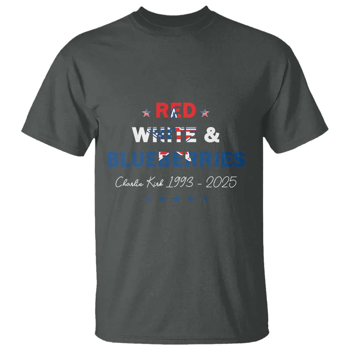 Red White and Blueberries T Shirt Charlie Kirk 1993 2025 Patriotic Memorial - Wonder Print Shop