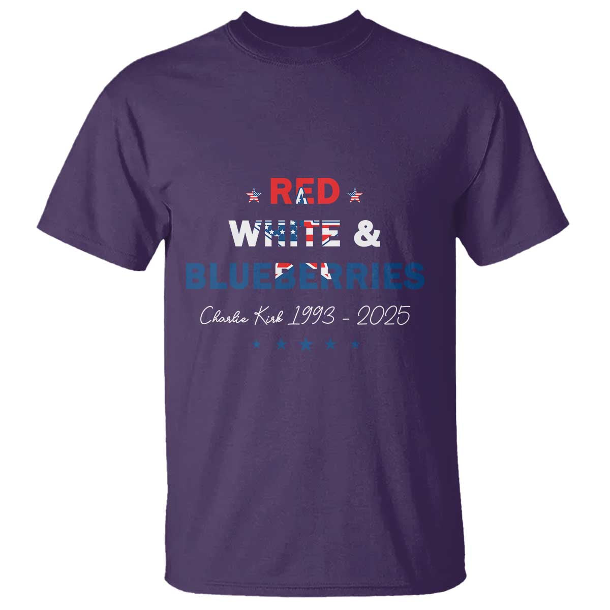 Red White and Blueberries T Shirt Charlie Kirk 1993 2025 Patriotic Memorial - Wonder Print Shop