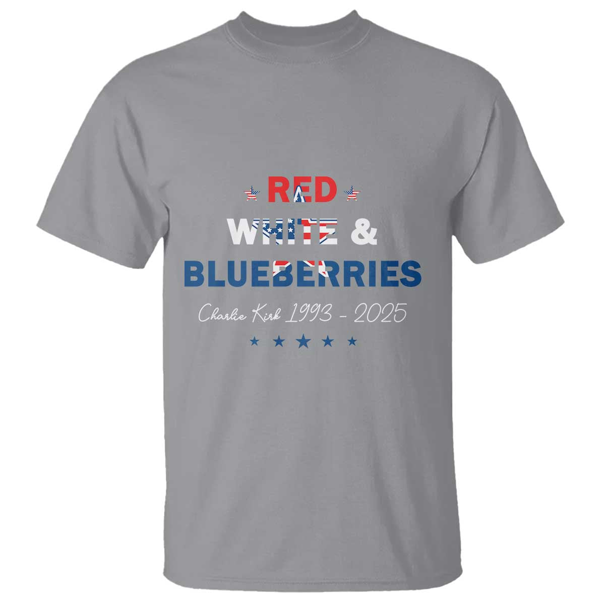 Red White and Blueberries T Shirt Charlie Kirk 1993 2025 Patriotic Memorial - Wonder Print Shop