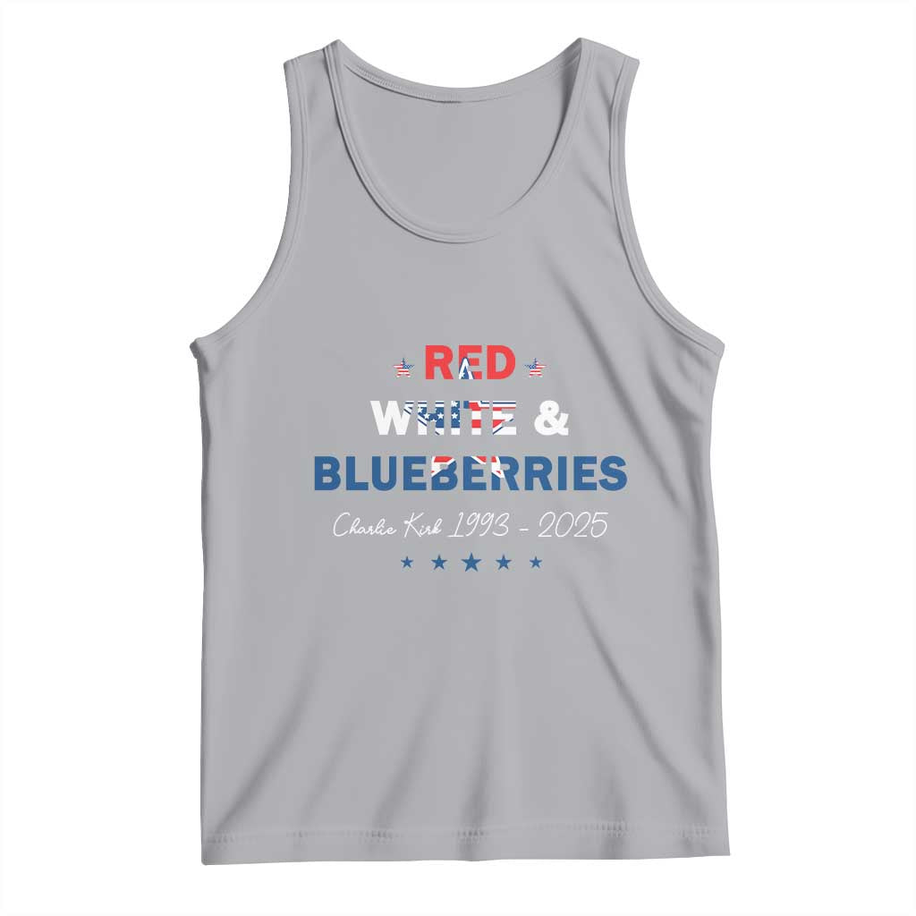 Red White and Blueberries Tank Top Charlie Kirk 1993 2025 Patriotic Memorial - Wonder Print Shop