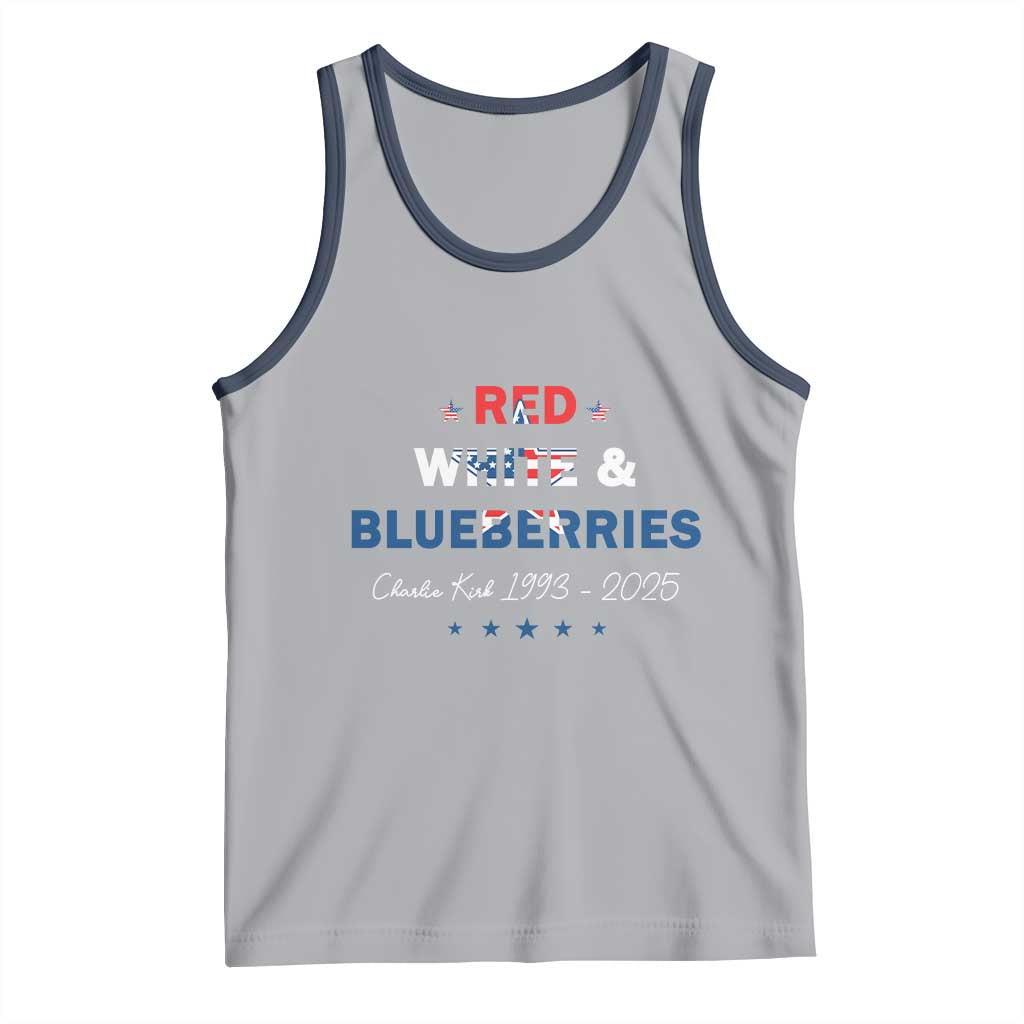 Red White and Blueberries Tank Top Charlie Kirk 1993 2025 Patriotic Memorial - Wonder Print Shop