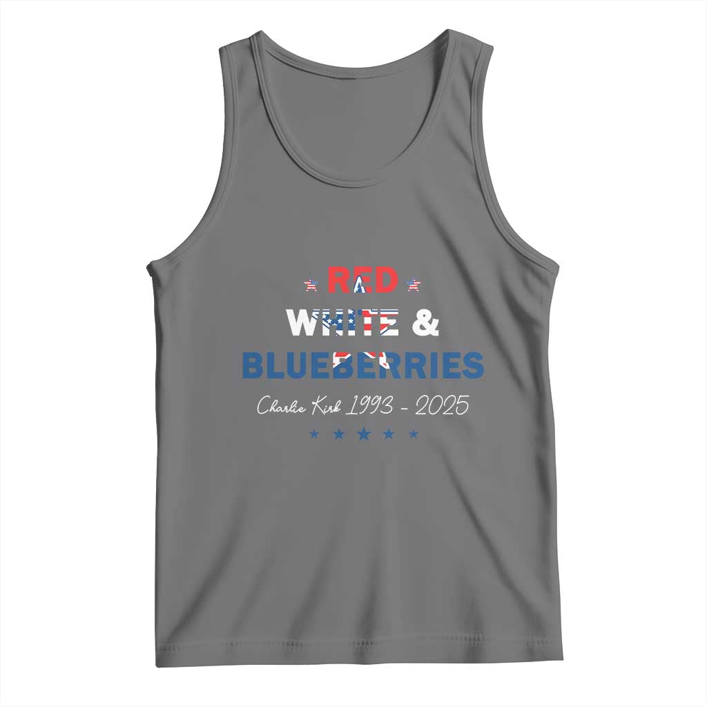 Red White and Blueberries Tank Top Charlie Kirk 1993 2025 Patriotic Memorial - Wonder Print Shop