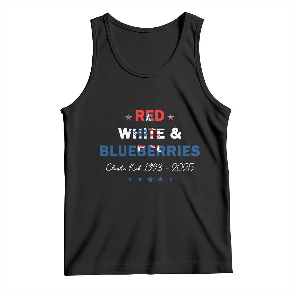 Red White and Blueberries Tank Top Charlie Kirk 1993 2025 Patriotic Memorial - Wonder Print Shop