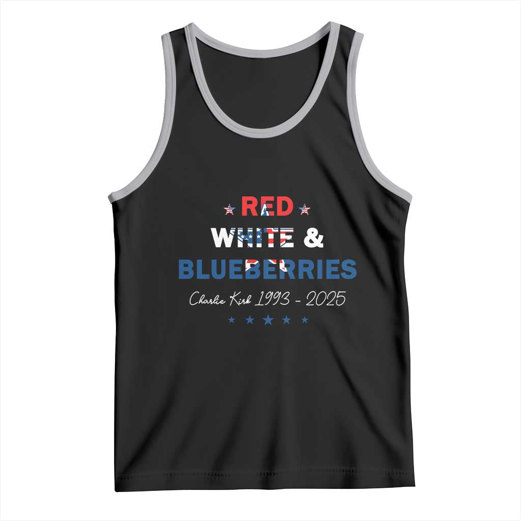 Red White and Blueberries Tank Top Charlie Kirk 1993 2025 Patriotic Memorial - Wonder Print Shop