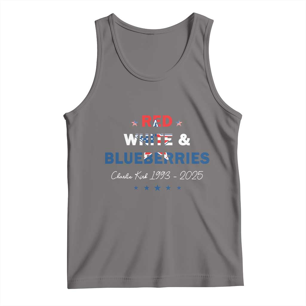 Red White and Blueberries Tank Top Charlie Kirk 1993 2025 Patriotic Memorial - Wonder Print Shop